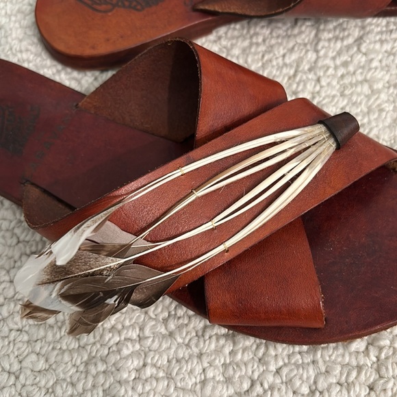 Ancient Greek sandals red with feathers - Picture 3 of 3